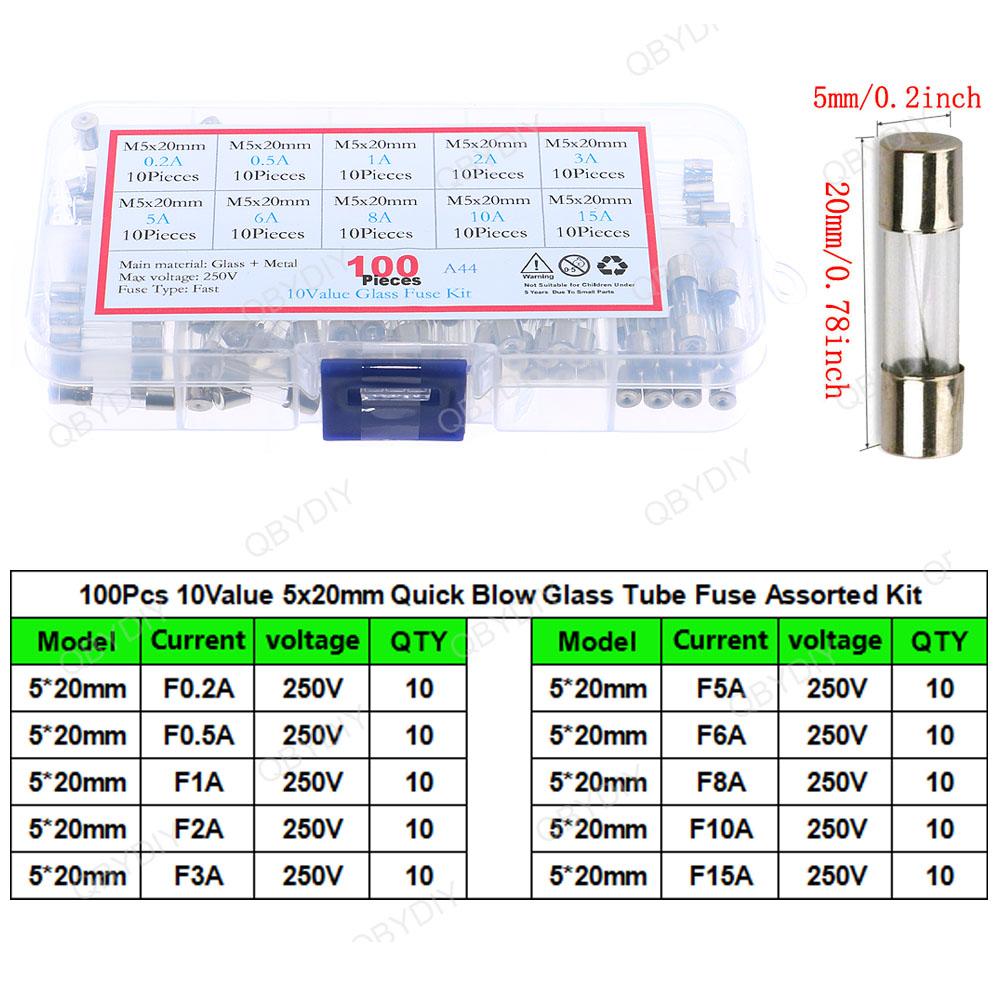 Fast Slow Melting Glass Fuse 5x20mm 6x30mm 250V 0.1A-30A Various Ceramic Tube Fuse With pin Fast Tube Fuse Assorted kit Fuses4