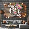 2D 60th Birthday Banner Rustic Wooden Floral Background for Women 60th Birthday Party Decoration