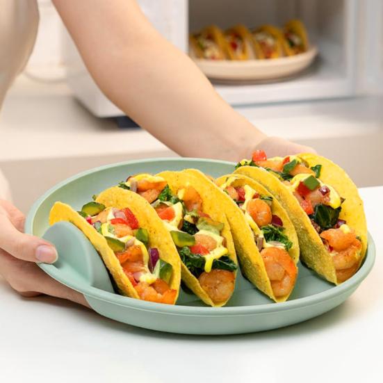 Силиконовый держатель для тарелок для тако, блюдо для буррито, большая вместимость, зажим для тортильи с 4 отделениями, держатели для тако для мягких и твердых тортилий 3,9"-8"