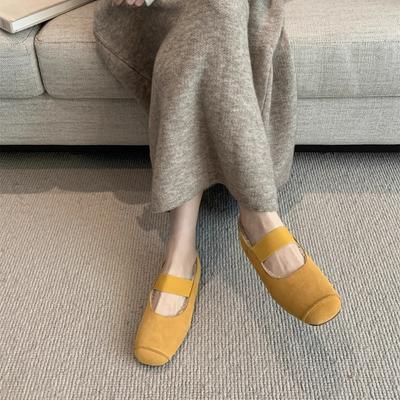 Французские ретро туфли Мэри Джейн женские 2025 осень и зима новые квадратный носок с бархатом неглубокие туфли-бини