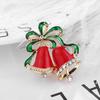 Christmas Brooch Rhinestone Festive Christmas Tree Bell Wreath Snowman Shape Clothes Jewelry New Year Gift Sweater Coat Hat Decoration Clothes Pin