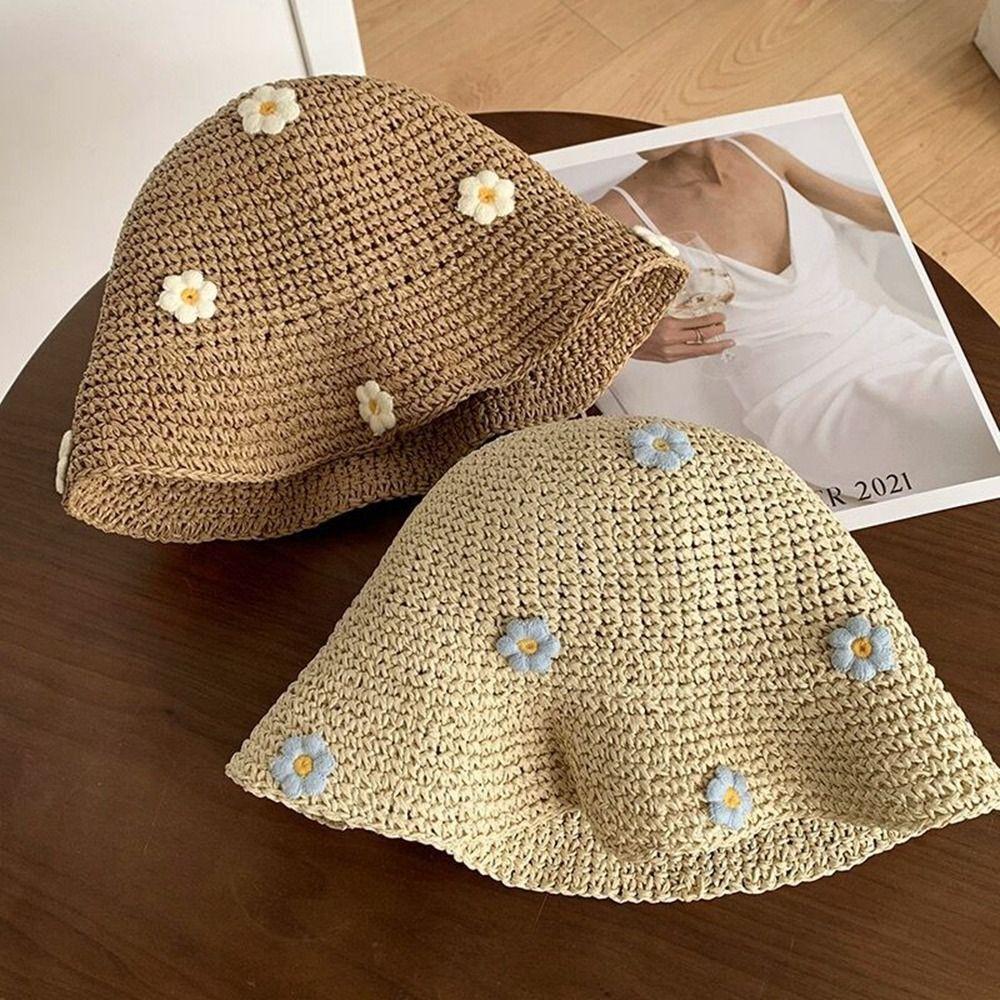 Flat Hat Boho Beach Hat UV Protection Panama Cap Sunscreen Sun Cap Sun Protection Sun Hat Straw Hat