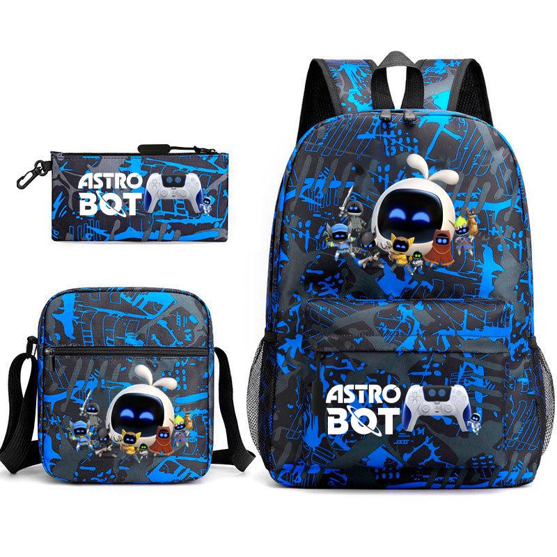Teen Schoolbag, Universe Robot, Primary School Student Starry Sky Personality Heat Transfer Backpack Three-piece Set