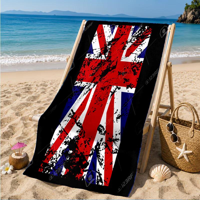 British Flag Artwork Beach Towel, Quick-drying, Easy to Care for, Suitable for Both Fitness and Beach Vacations,Sports Essential