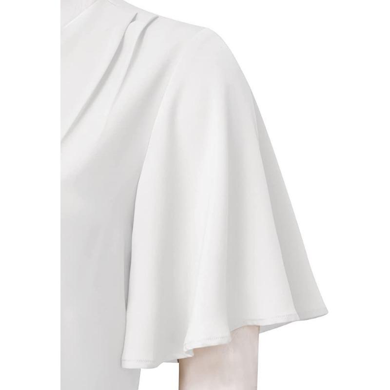 Женские модные повседневные летние весенние однотонные блузки и рубашки с короткими рукавами и круглым вырезом с принтом