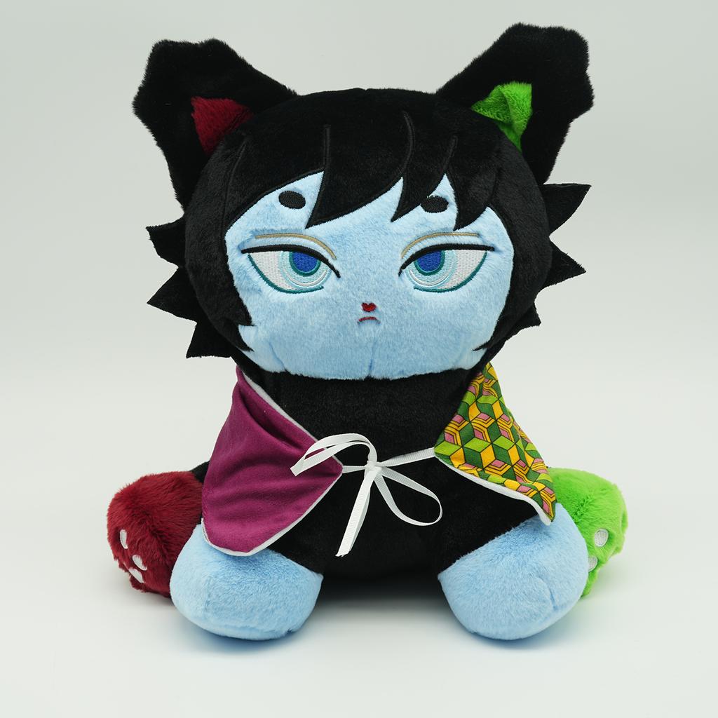 TreasuringU New Giyu Tomioka Plush Toy Cool Black Cat Stuffed Doll Soft Anime Plushies Fluffy Pillow Children Birthday Gift