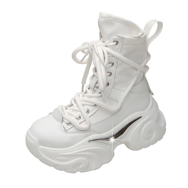 Модные панк-ботинки на толстой платформе для мотоциклистов, женские модные армейские ботинки с толстой подошвой, женские 2024, осень-зима, белые ботильоны на щиколотку, женские