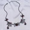 Retro Gothic Black Spider Web Necklace - Halloween Gift