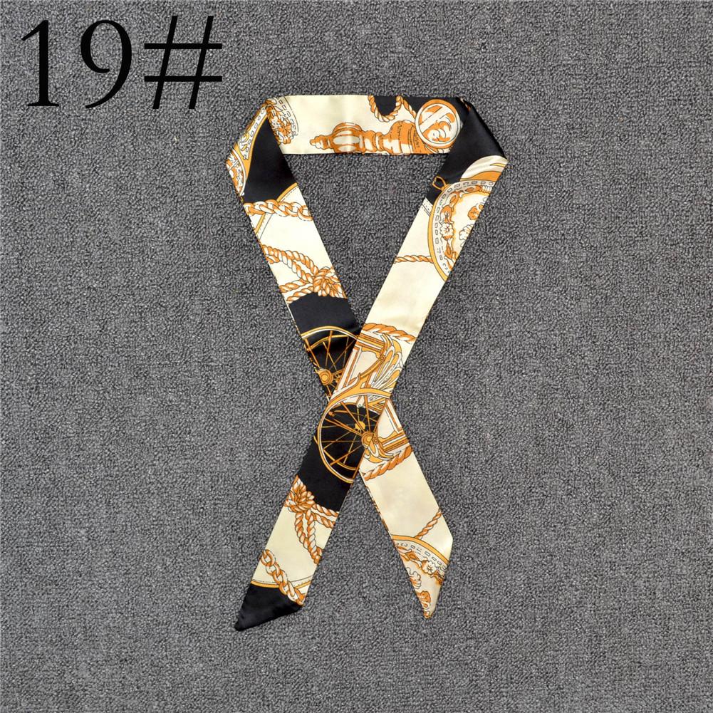 Fashion Color Printing Long Silk Scarf Women Ribbon Neckerchief Print 4cm Thin Narrow Scarves Bag Hair Band Ribbon Headscarve
