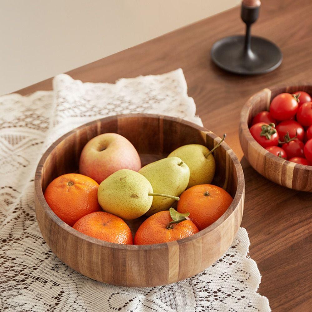 Rustic Style Salad Bowl Vintage Fruit Serving Bowl High-end Acacia Wooden Bowl Yogurt