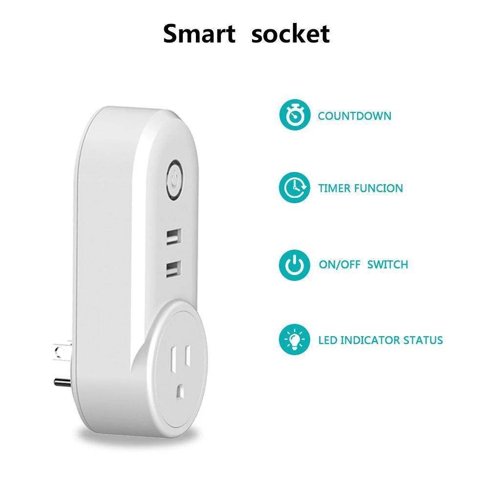 Адаптер питания Smart Power Plug WiFi Электрическая розетка ЕС США Австралия Великобритания GE Гнездо USB Время Дистанционное управление с помощью приложения Smartlife Alexa Google Home