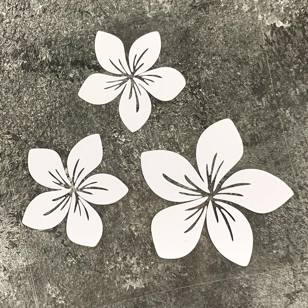 3Pcs Various Colors Pretty Flower Car Decals For Auto Rear Window Bumper Body Helmet Cover Scratches Water-Repellent Blossom Decals