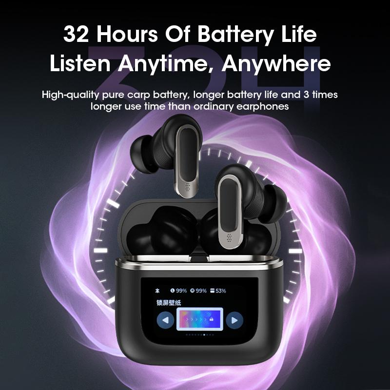 Wireless Earphones Colorful LED Screen TWS Earbuds Touch Active Noise Cancelling Bluetooth Headphones Sports ANC Headset