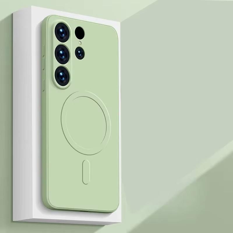 Liquid Silicone Matte Magnetic Phone Case For Samsung Galaxy S25 S24 Ultra S23 S22 Plus S21 FE For Magsafe Wireless Charge Cover