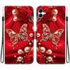 Чехол-книжка из искусственной кожи ручной работы для Samsung A04e/F04/M04 (SM-A042F/E045F/M045F)- Противоскользящий ударопрочный чехол с ремешком на запястье и дизайнами в виде сердец/роз и кошек