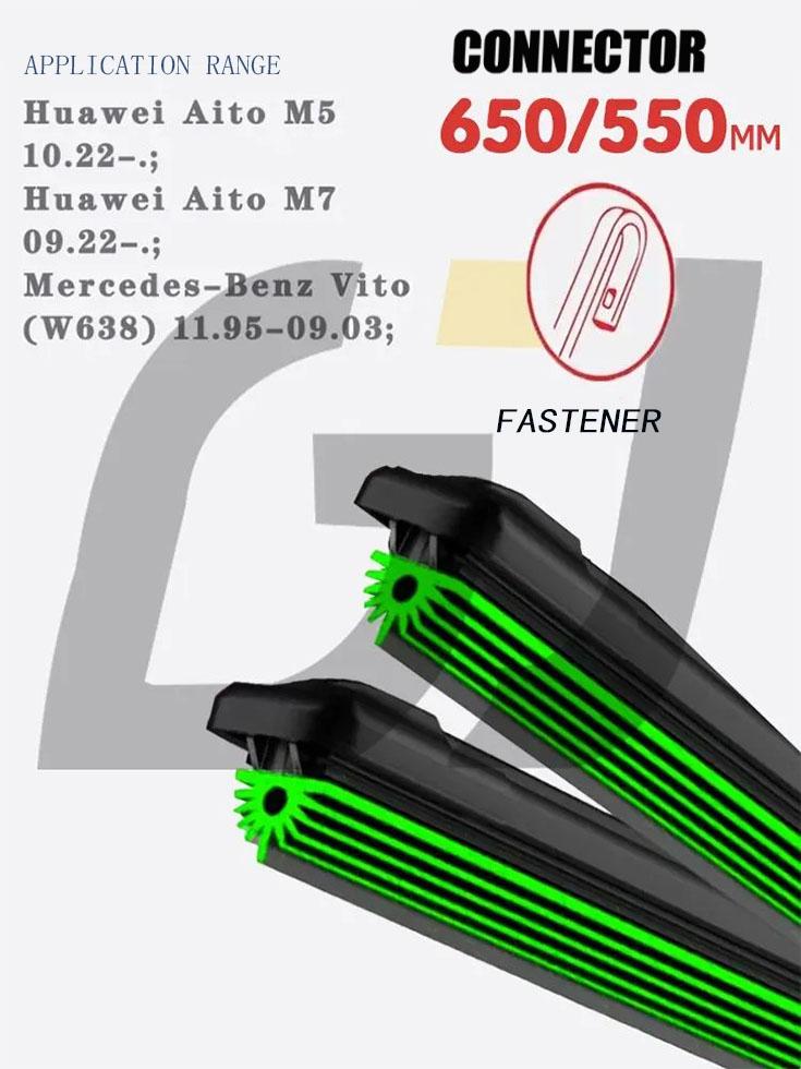 26"+22" J-Hook Frameless Wipers, Quiet 11-Layer Rubber Blades for Ford Transit Toyota Venza Mercedes S Lexus RX