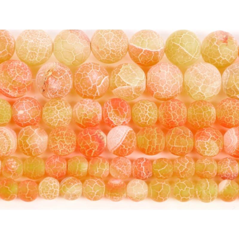 Модный натуральный камень, матовый оранжевый агат с трещинами, очаровательные свободные бусины, круглые бусины «сделай сам», ювелирные аксессуары