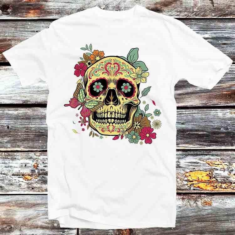 Цветной Сахарный Череп Dia de Los Muertos Мертвый Футболка Мужская Женская Топ B1154