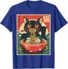 Kawaii Cat Anime Gifts Cat Ramen Graphic Tee Japanese Funny Unisex T-Shirt