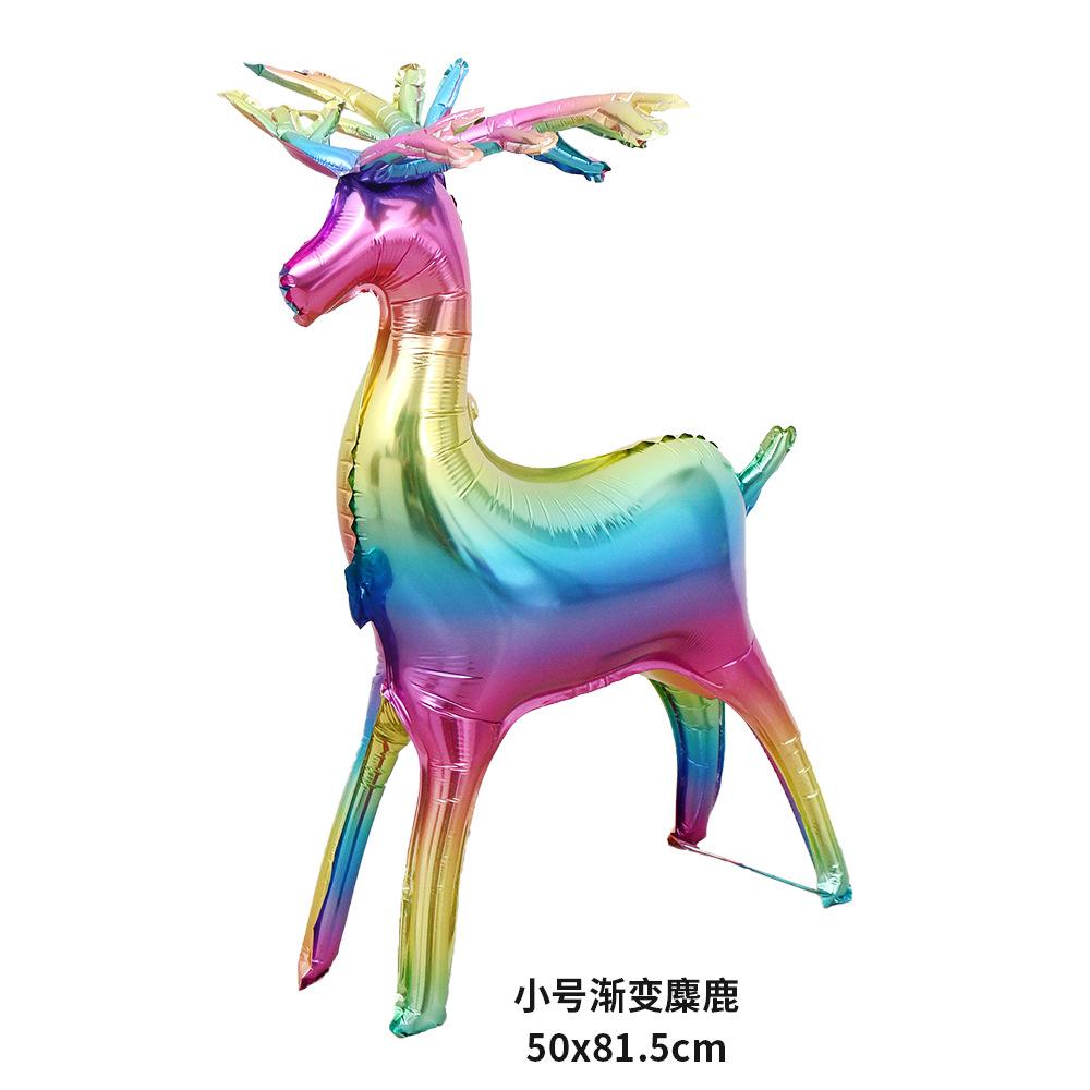 Рождественская коллекция Украшение для вечеринки 3D Золотой олененок Стоящий лось Форма Алюминиевая фольгированная гелиевая фигура
