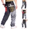 Мужские прямые брюки, джинсы в стиле хип-хоп, уличные танцы, граффити, принт, вышивка, свободные брюки для скейтборда, размеры 30–46