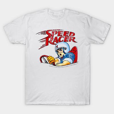 Мужская черная футболка с принтом, очень большой размер, футболкаVintage Go Speed Racer Go Go!!! Футболка из хлопка с принтом в стиле 80-х годов, без вырезания, на бумаге для переноса изображения