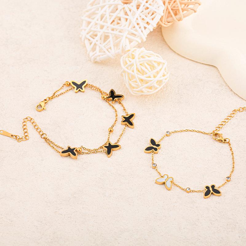 Fashion Titanium Steel Bracelet Fritillary Stacked Butterfly Women's Niche Bracelet Design Sense Bracelet Does Not Fade