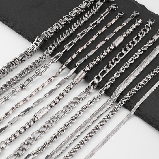 Мужской браслет с толстой полой цепочкой и карабином, однотонная полированная нержавеющая сталь, витая цепочка в стиле панк для уличных клубных вечеринок