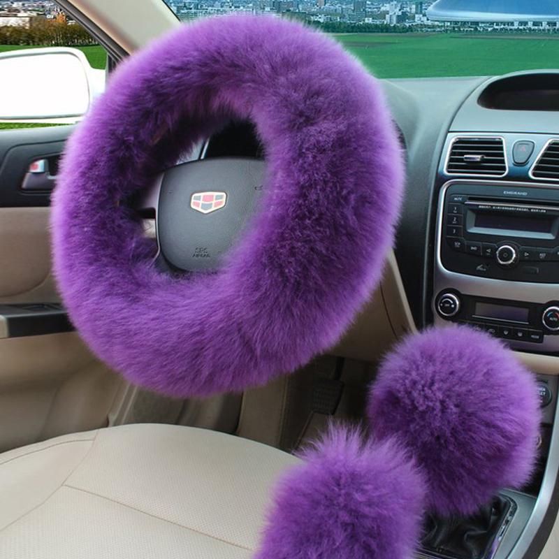 Новый автомобильный пушистый плюшевый чехол на руль, модные зимние теплые флисовые нескользящие перчатки с ручкой, женские украшения автомобиля
