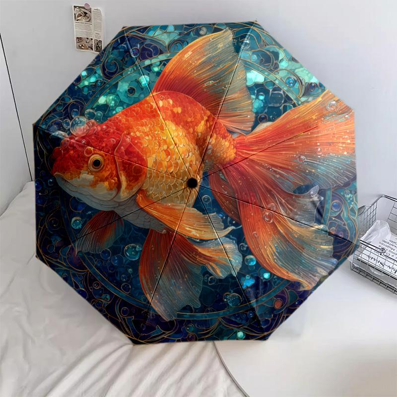 Рисунок "Морская рыба", автоматический складной зонт, портативная и складная конструкция, 8 спиц, рождественский или день рождения подарок.