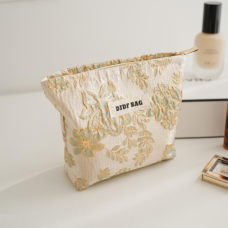 Маленькая женская косметичка с розовым цветком, двухслойная мягкая холщовая портативная сумка для хранения гигиенических салфеток, портмоне Ins Style