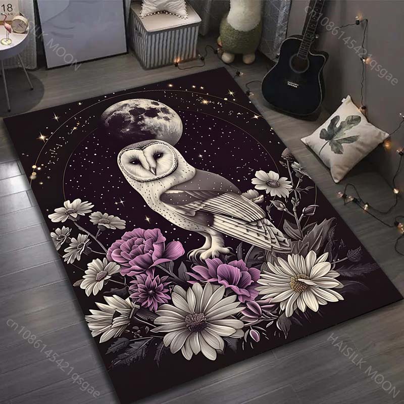 Multiple sizes Owl, flowers, full moon Carpet for Living Room Bedroom Sofa Home Decor Rus Non-slip Floor Mat Luxury Gift