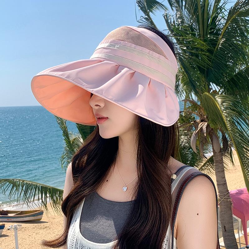 Big Eaves Empty Top Sun Hat Hat Women's UV Protection Versatile Face Cover Sun Protection Hat Outdoor Travel Show Washbasin Hat