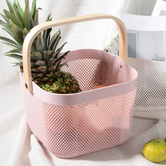 Органайзер для хранения фруктовая корзина с деревянной ручкой прочная несущая многофункциональная корзина для покупок большой вместимости