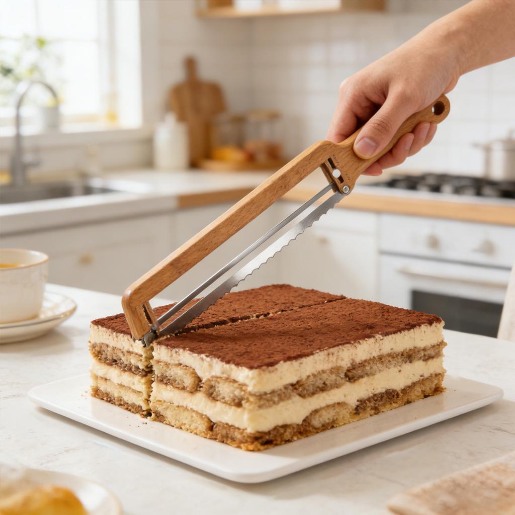 Нож для хлеба, Регулируемый для хлеба – Модернизированный для домашнего и заквасочного хлеба, С зубчатой нержавеющей сталью и направляющей для толщины,