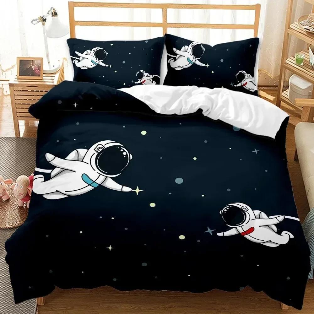 Astronaut Duvet Cover Sets, Space Bedding Set For Kids Boys, Sky Galaxy Themed Comforter Cover, Queen King Twin Size Quilt Cover