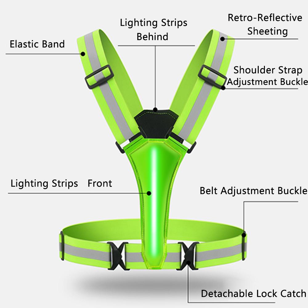 Новый светодиодный светоотражающий жилет с USB-подзарядкой, регулируемый по талии/плечам для женщин, мужчин, детей