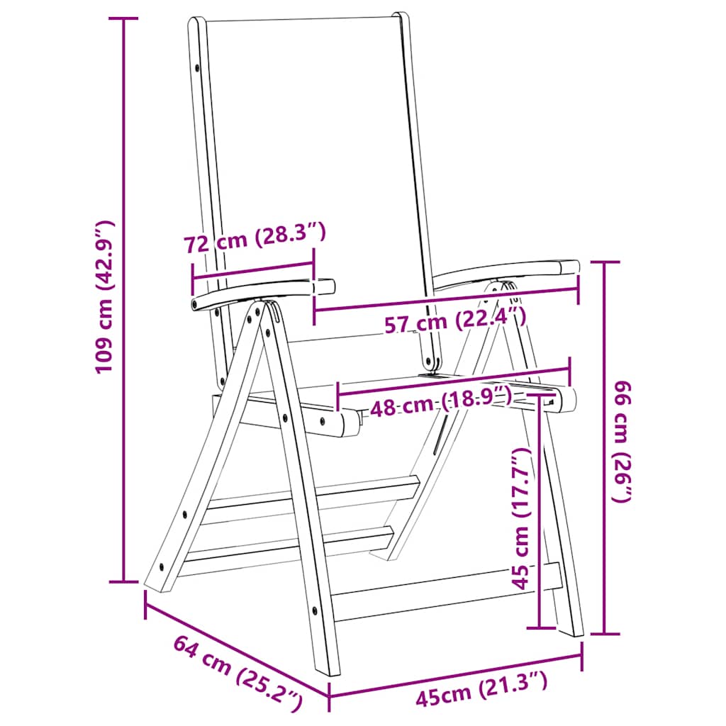 Garden Chairs 2 pcs Foldable Solid Acacia Wood and Textilene