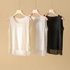 Plus Size Women's Double-Layer Mulberry Silk Camisole - Solid Color Summer Vest