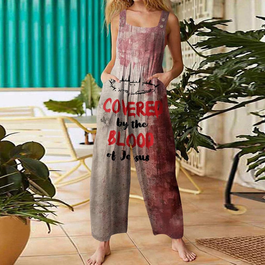 Женская мода ул.. Повседневный свободный ретро-комбинезон с подтяжками и принтом ко Дню Святого Патрика