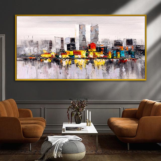 RELIABLI ART Abstract City Building Landscape Posters Home Wall Canvas Paintings For Cuadros Living Room Decor Pictures No Frame