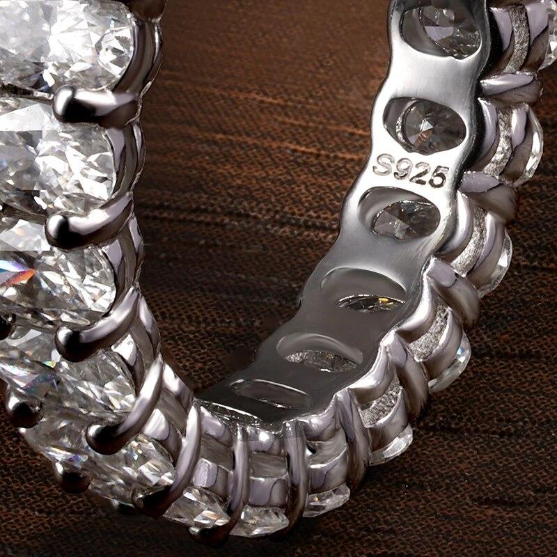 D Color VVS1 3*5mm Oval Moissanite Rings for Women Men Engagement Wedding Eternity Bands with GRA S925 Sliver Plated 18k Ring