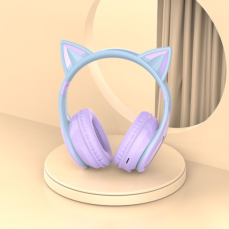 Милые Bluetooth-наушники с кошачьими ушками для детей – Для онлайн-уроков, музыки, стриминга, киберспорта с креативным дизайном (5,3)