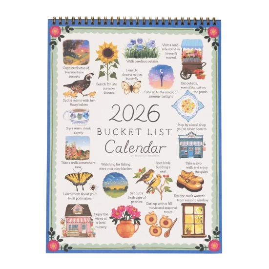 2026 Bucket List Calendar 12 Monthly Bucket List Wall Calendar Spiral Bound Art Planner