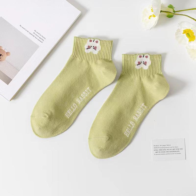 Ankle Socks For Women Cute Rabbit Socks For Girl Cotton Short Flower Kwaii