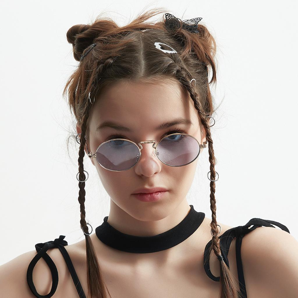 Metal Small Frame Glasses Round Street Shot Colored Sunglasses Female Best Man Prince Glasses Performance Sunglasses Female And Male