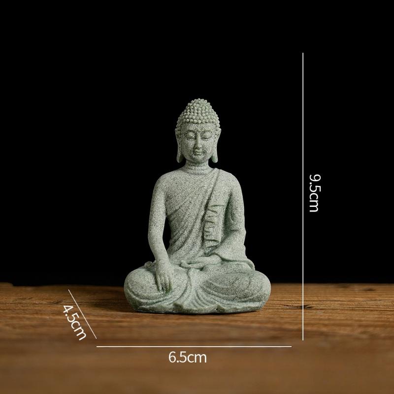 Mini Thai Green Sandstone Figurine; Buddha Desk Decor for Office Zen Ambiance