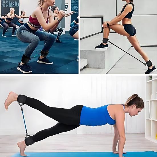 Фитнес ремешок на лодыжку с 3 эспандерами для тренировки ягодиц, тренировки ног, махов назад, ягодиц, отводящих мышц бедра, упражнений для тела, эспандеры для лодыжек с манжетами