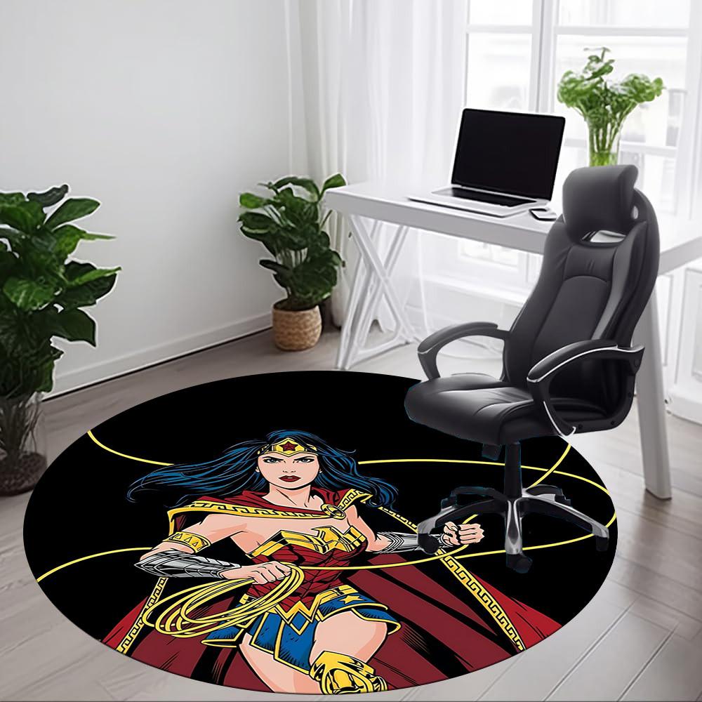 1pc Wonder Woman Office Round Area Rug, Under Office Chairs Bedroom Living Room Home Decor, Room Deco, Available in Various Sizes072