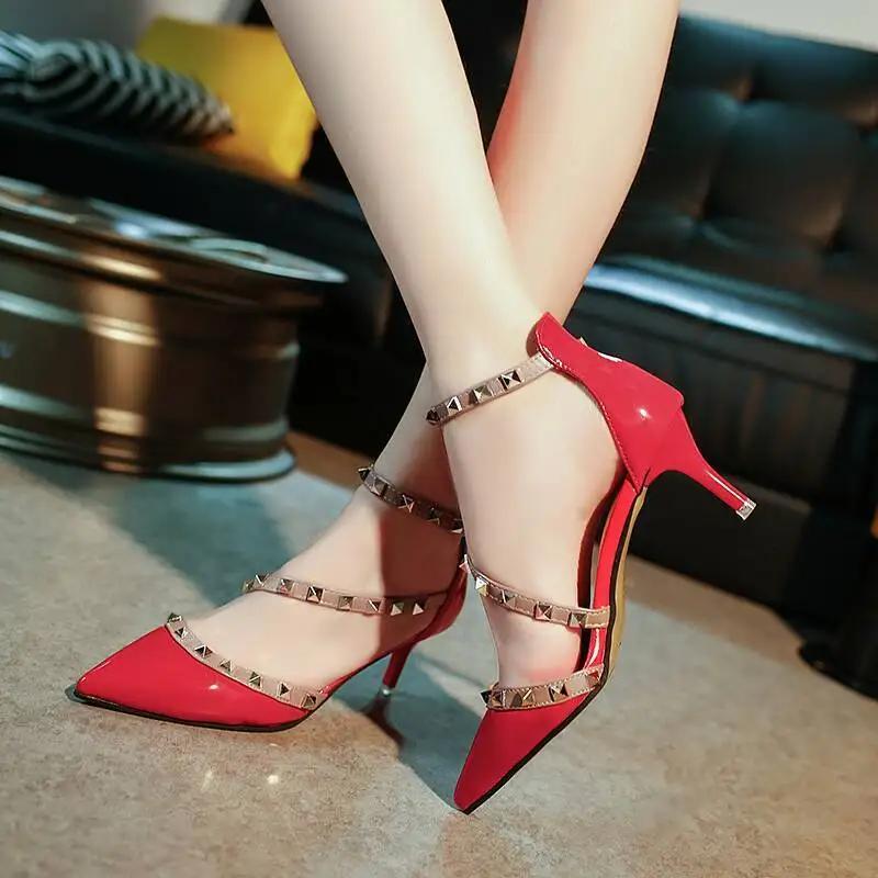 Модные туфли-лодочки с заклепками, белые, сексуальные, женские, лето 2024, босоножки с пряжками, женские, на высоком каблуке, для вечеринок, свадебная обувь, толстый каблук H